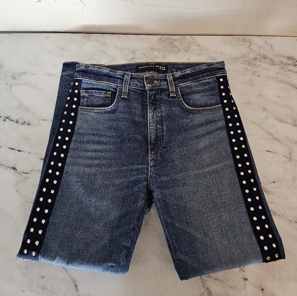 Veronica Beard INES 10.75" Girlfriend Blue Jeans 27 Preowned - Picture 3 of 10